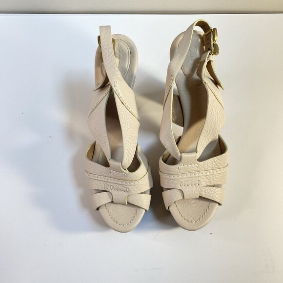 Chloe Cream Leather Renna Cork Sandals Size 39.5 - Picture 3 of 12